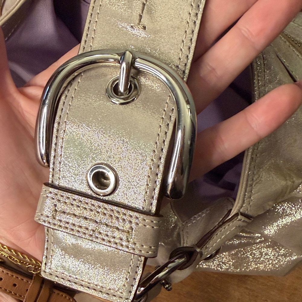 Coach Lynn SoHo Buckle Metallic Leather Shoulder Bag with Wallet - Picture 12 of 15